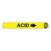 Pipe Marker - Precoiled and Strap-on - Acid, Yellow, For Pipe Over 10",32"W