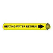 Pipe Marker - Precoiled and Strap-on - Heating Water Return, Yellow, For Pipe Over 10",32"W