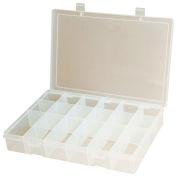 Durham Small Plastic Compartment Box SP18-CLEAR - 18 Compartments 10-13/16"L x 6-3/4"W x 1-3/4"H - Pkg Qty 10