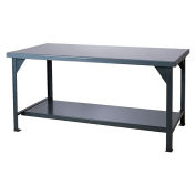 Durham Mfg. Standard Workbench W/ Shelf & Steel Square Edge, 72"W x 36"D, 12000 Lb Capacity, Gray