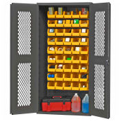 Durham Expanded Metal Door Bin Cabinet EMDC361845B95 - 45 Yellow Bins 36"W x 18"D x 72"H