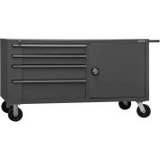 Durham Mfg. Mobile Service Bench, 1 Shelf, 8 Drawers, 66"W x 33"D, Gray