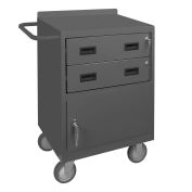 Durham Mfg. Mobile Service Bench, 2 Drawers, 1 Compartment, 24"W x 18"D x 36-1/2"H, Gray
