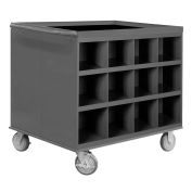 Durham Mfg. Two Sided Mobile Service Cart, 24 Compartments, 34"W x 24"D x 30"H, Gray