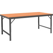 Durham Assembly Workbench, 72 x 36", Folding Leg, Hardboard Square Edge