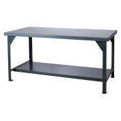 Durham Mfg. Workbench W/ Steel Square Edge & Shelf, 60"W x 36"D, Gray