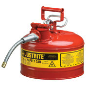 Justrite 7225120 Type II Safety Can, 2-1/2 Gallon with 5/8" Hose