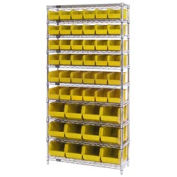Wire Shelving With (48) Giant Plastic Stacking Bins Yellow, 36x14x74