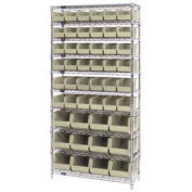 Wire Shelving With (48) Giant Plastic Stacking Bins Ivory, 36x14x74