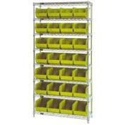 Wire Shelving With (28) Giant Plastic Stacking Bins Yellow, 36x14x74