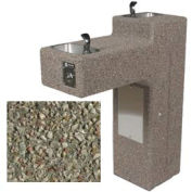 ADA Dual Station Concrete Outdoor Drinking Fountain Accessible, Gray, Freeze Resistant
