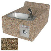 ADA Accessible - Tan River Rock, Wall-Mount Outdoor Drinking Fountain, Concrete