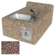 ADA Accessible, Red Quartzite Wall-Mount Outdoor Drinking Fountain Concrete