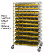 Wire Shelving with (110) 4"H Plastic Shelf Bins Yellow, 48x14x74