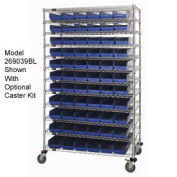 Global Industrial 7 Shelf Steel Shelving with (48) 4 H Plastic Shelf Bins,  Blue, 36x12x39
