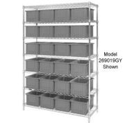 Wire Shelving With (36) 6"H Grid Container Gray, 48x18x74
