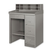 Single Pedestal Shop Desk w/ Filing Cabinet, 39"W x 24"D x 53-1/2"H, Gray