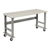 Mobile Adjustable Height Workbench, ESD Square Edge, 60"W x 30"D, Gray