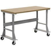 Mobile Fixed Height Workbench, Shop Square Edge, 60"W x 30"D, Gray
