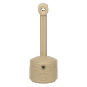 JUSTRITE Cease-Fire Poly Butt Can - 11" Dia.x30"H - 1-Gallon Capacity - Beige