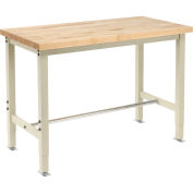 48"W x 24"D Adjustable Height Workbench Return, 1-3/4" Thick Maple Block Square Edge, Tan