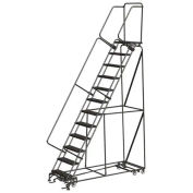 Ballymore SSFAWL-12G 12 Step 16"W Stainless Steel Fold and Store Rolling Ladder, Serrated Grating