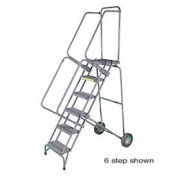 Ballymore SSFAWL-5G 5 Step 16"W Stainless Steel Fold and Store Rolling Ladder, Serrated Grating