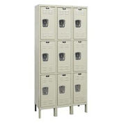 HALLOWELL 3-Tier Galvanite Corrosion-Resistant Locker - 12x12x24" Opening - 3 Lockers Wide - Set-Up