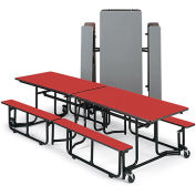 KI Folding Table with Benches - 12'x29-1/2" - Seats 12-16 Individuals - Black Frame - Walnut