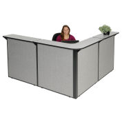 80"W x 80"D x 44"H L-Shaped Reception Station, Gray Counter/Gray Panel