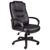 High Back  Executive Office Chair with Arms, Leather, Black