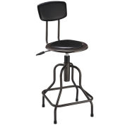Vinyl Industrial Stool With Backrest and Pneumatic Height Adjustment Charcoal Gray
