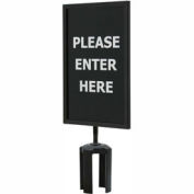 Queueway 7"x11" 1/4" Acrylic Sign, Black, Please Enter Here (Double Side)