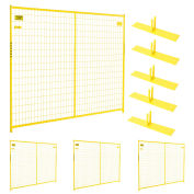 Perimeter Patrol 4 Panel Temporary Security Fence Kit, Yellow