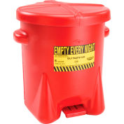 EAGLE Polyethylene Waste Can - 16-1/2" Dia.x13-1/2"H - 6-Gallon Capacity - Red