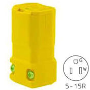 Bryant TECHSPEC® Straight Blade Connector, 15A, 125V, Yellow, 2-Pole, 3-Wire
