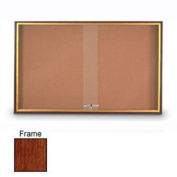 United Visual Products 96"W x 36"H Sliding Door Corkboard with Cherry Frame