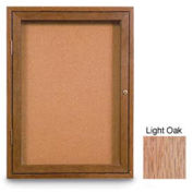 United Visual Products 18"W x 24"H 1-Door Non-illuminated Corkboard with Light Oak Frame