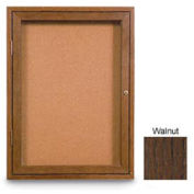 United Visual Products 18"W x 24"H 1-Door Non-Illuminated Corkboard with Walnut Frame