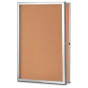 United Visual Products 24"W x 36"H Slim Style Radius Framed Corkboard with Satin Frame