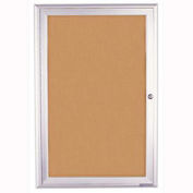 United Visual Products 36"W x 36"H 1-Door Indoor Enclosed Corkboard with Radius Frame