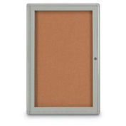 United Visual Products 18"W x 24"H 1-Door Indoor Enclosed Corkboard with Radius Corners