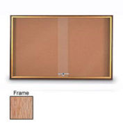 United Visual Products 48"W x 36"H Sliding Door Corkboard with Light Oak Frame