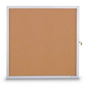 United Visual Products 18"W x 24"H Slim Style Enclosed Corkboard with Satin Frame