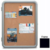 United Visual Products 24"W x 36"H Image Enclosed Corkboard with Black Frame