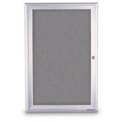 United Visual 24"W x 36"H 1-Door Radius Framed Enclosed Marble Easy Tack Board with Satin Frame