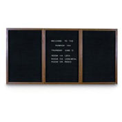 72" x 48" 3-Door Indoor Wood Enclosed Letter Board with Walnut Frame