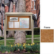 United Visual Products 45"W x 30"H Cork Top-Hinged Single Door Message Center with Cedar Frame