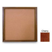 United Visual Products 36"W x 36"H 1-Door Non-Illuminated Corkboard with Cherry Frame
