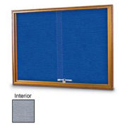 United Visual Products 72"W x 48"H Sliding Glass Gray Easy Tack Board with Light Oak Frame